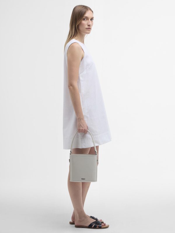 abito smanicato misto cotone e lino modello Lucy mini dress Barbour donna bianco Side